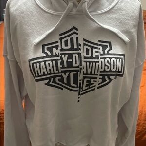 Harley-Davidson White Crop top Hoodie
